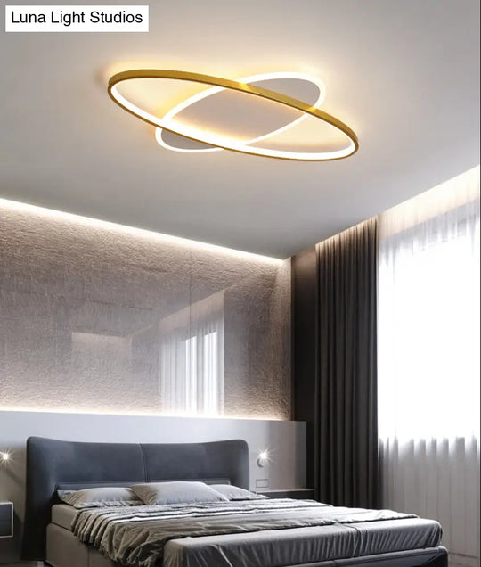 Minimalist Oval Gold Flush Mount Led Ceiling Light Fixture
