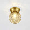Minimalist Pineapple Glass Ceiling Light For Corridor With Brass Flush Mount / 6