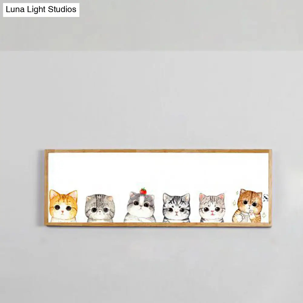 Minimalist Rectangle Cat Silhouette Led Wall Light Fixture - Metallic Finish