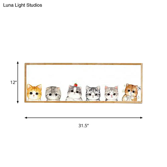 Minimalist Rectangle Cat Silhouette Led Wall Light Fixture - Metallic Finish