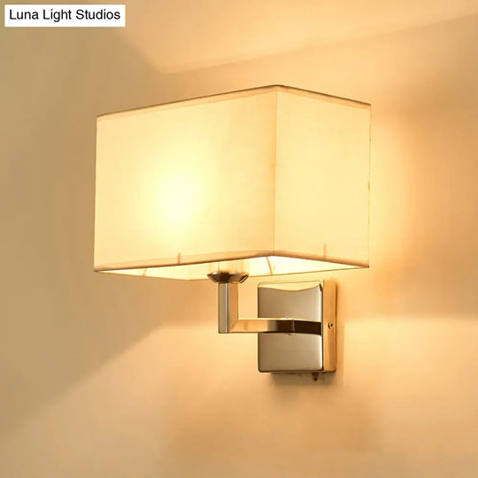 Minimalist Rectangular Fabric Wall Lamp - 1 Head Ideal For Bedroom Lighting