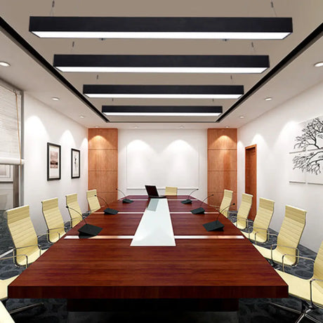 Minimalist Rectangular Led Hanging Light: 4’/8’/10’ Acrylic Ceiling Pendant In Black Or White / 4’
