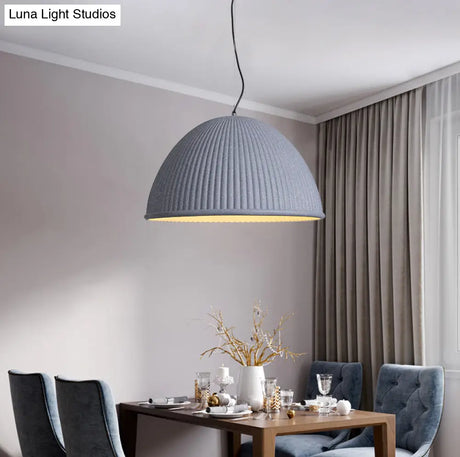 Minimalist Ribbed Pendant Light For Dining Room - Resin Hanging Lighting Fixture