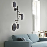Minimalist Round Acrylic Led Wall Light With 4 Warm/White Lights - Black Sconce / White