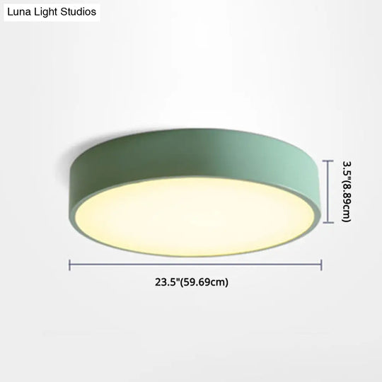 Minimalist Round Flush Mount Ceiling Lighting Fixture - 1 Light Aluminum
