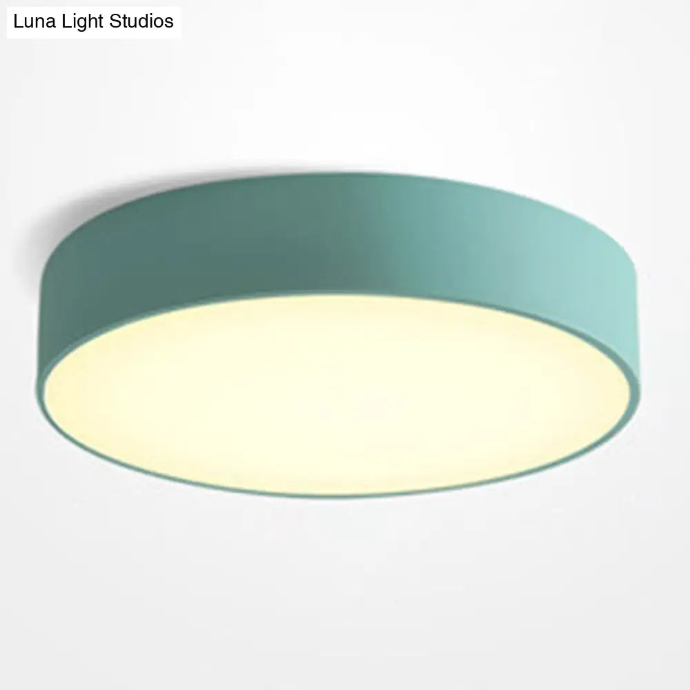 Minimalist Round Flush Mount Ceiling Lighting Fixture - 1 Light Aluminum Blue / 12’