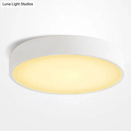 Minimalist Round Flush Mount Ceiling Lighting Fixture - 1 Light Aluminum White / 12’