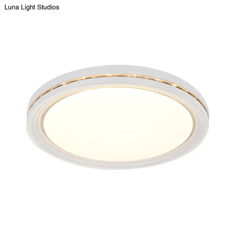 Minimalist Round Led Acrylic Ceiling Light Fixture - White Flush Mount Lighting For Parlor
