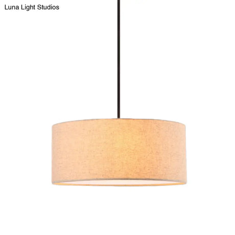 Minimalist Rounded Hanging Lamp In Apricot/Flaxen For Restaurants - 1-Light Fabric Pendant Lighting
