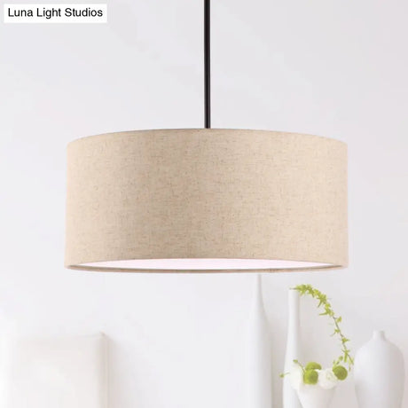 Minimalist Rounded Hanging Lamp In Apricot/Flaxen For Restaurants - 1-Light Fabric Pendant Lighting