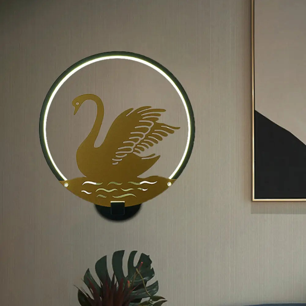 Minimalist Rounded Swan Mural Led Wall Light In Black/White Warm/White Black / White