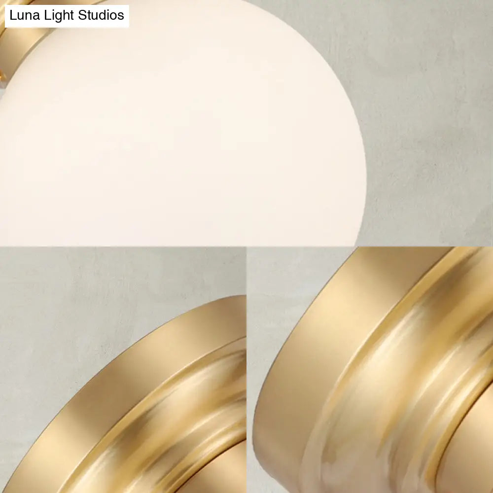 Minimalist Semi - Flushmount Brass/Black Close To Ceiling Light With Frosted Globe Glass Shade