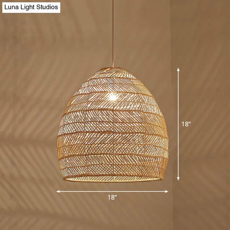 Minimalist Single-Bulb Hanging Lamp With Rattan Shade | Restaurant Ceiling Light