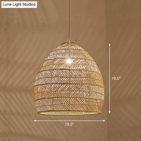 Minimalist Single-Bulb Hanging Lamp With Rattan Shade | Restaurant Ceiling Light