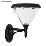 Minimalist Solar Led Wall Lamp In Black - Acrylic Conical Fixture For Porch Mount