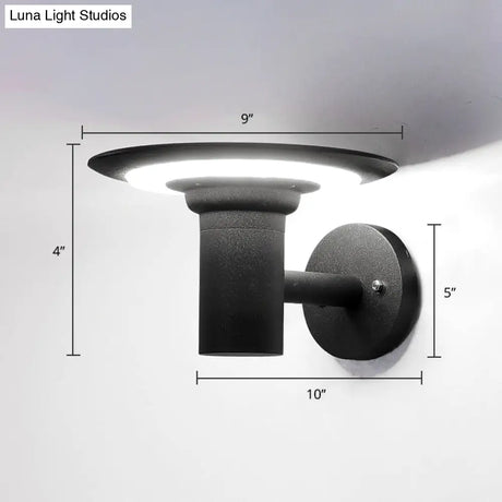 Minimalist Solar Wall Light For Courtyard With Black Tray Design And Led Aluminum Sconce