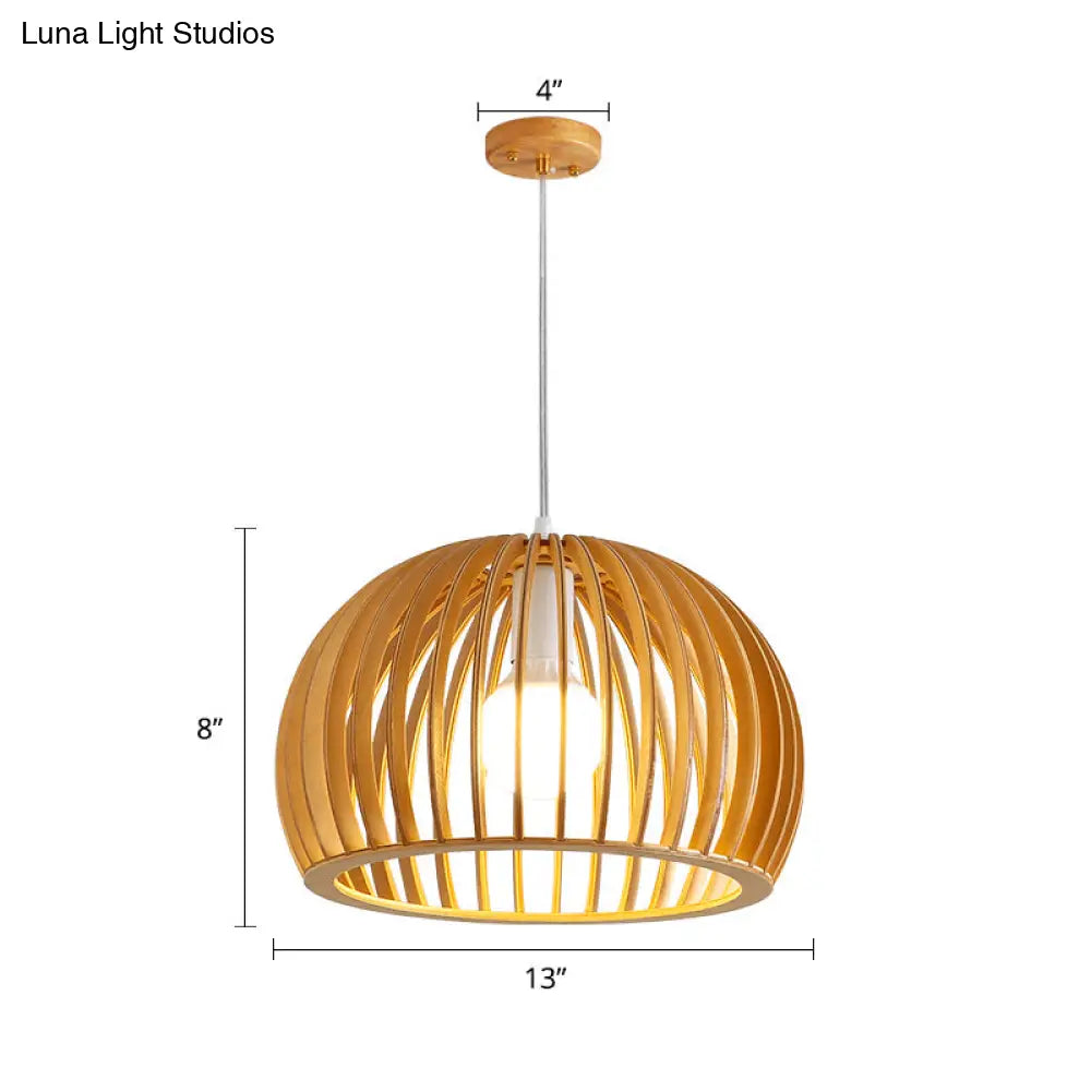 Minimalist Southeast Asian Ceiling Pendant Light - Elegant Wood Finish For Restaurants