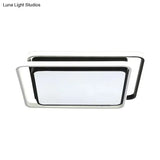 Minimalist Square Acrylic Led Ceiling Flush Mount Light Fixture In Black/White - Warm/White/3 Color