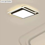 Minimalist Square Acrylic Led Ceiling Flush Mount Light Fixture In Black/White - Warm/White/3 Color