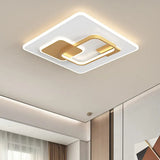 Minimalist Squared Metal Lamp Fixture With Black/Gold Led Flush Lighting For Bedroom (16’/19.5’
