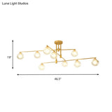 Minimalist Starburst Pendant Chandelier - 6/9 Lights Clear Glass Black/Gold