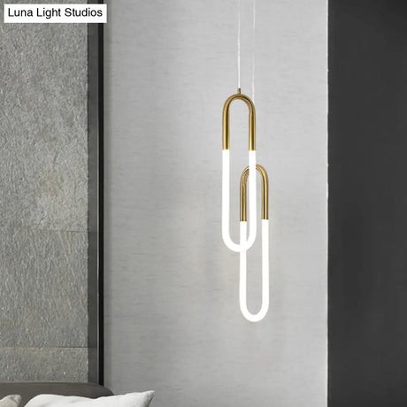 Minimalist U-Shaped Acrylic Led Ceiling Pendant Light Fixture For Living Room