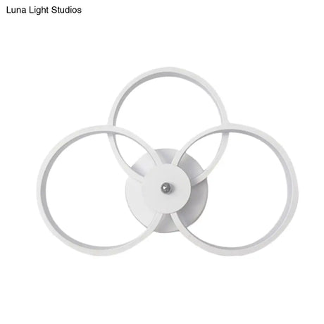 Minimalist White 3-Ring Led Acrylic Wall Sconce Light Fixture - Warm/White