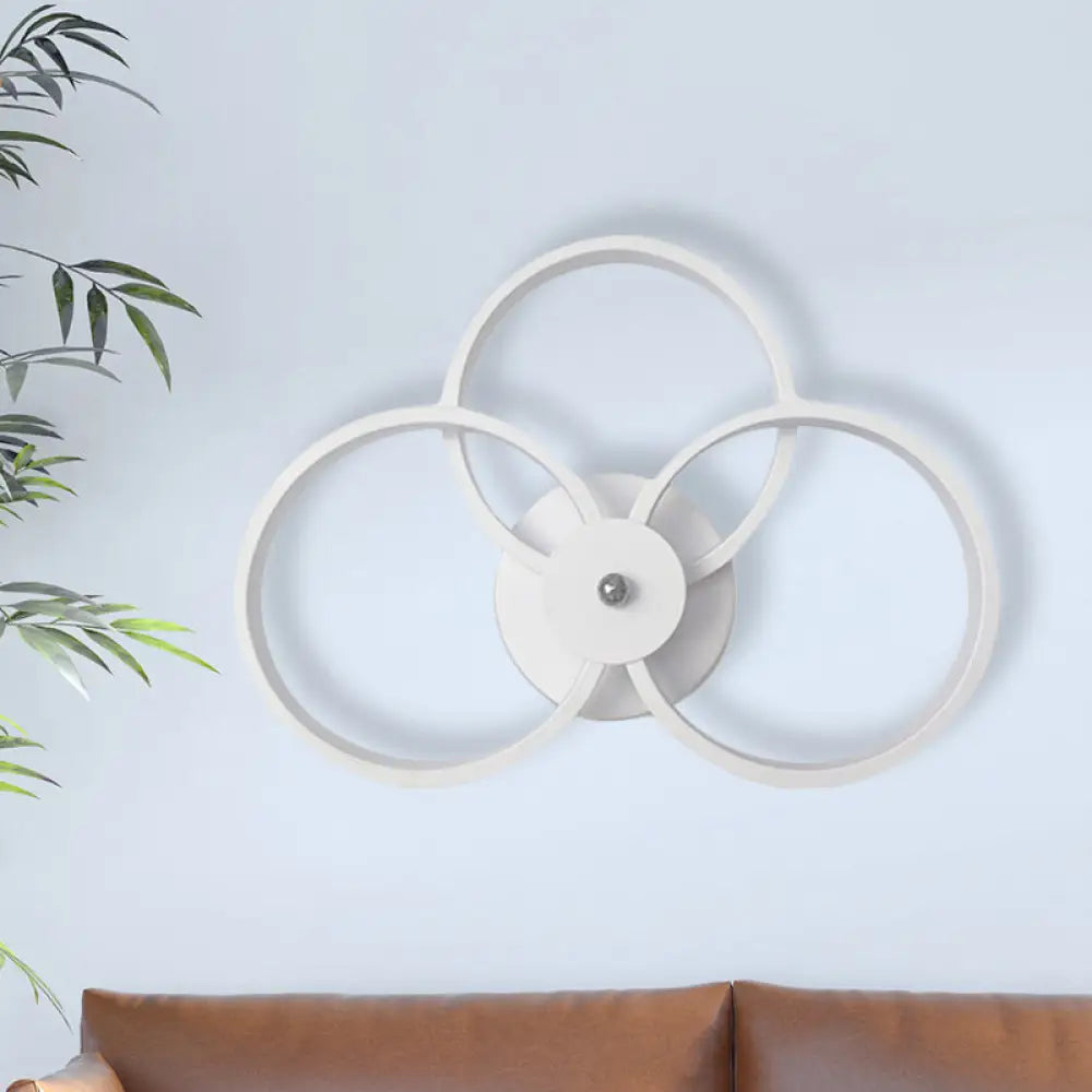 Minimalist White 3-Ring Led Acrylic Wall Sconce Light Fixture - Warm/White / Warm