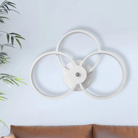 Minimalist White 3-Ring Led Acrylic Wall Sconce Light Fixture - Warm/White / Warm