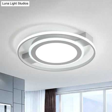 Minimalist White Acrylic Flush Mount Ceiling Lamp - 18’/21.5’ Wide Led Light Fixture With