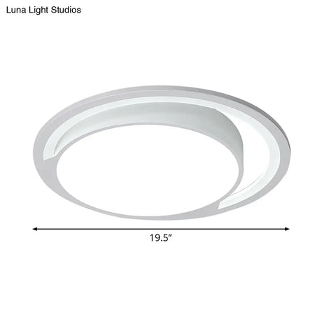Minimalist White Acrylic Led Ceiling Light - 16’/19.5’ Wide Flush-Mount Fixture With Handgrip