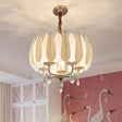 Minimalist White Bedroom Chandelier With Candle Crystal Pendant Glass And Ceramic Feather – 5