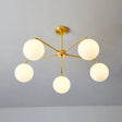 Minimalist White Glass Chandelier - Sleek Spherical Ceiling Light For Living Room 5 / Gold