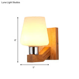 Minimalist White Glass Wood Sconce Light - Nordic Wall Lamp For Living Room