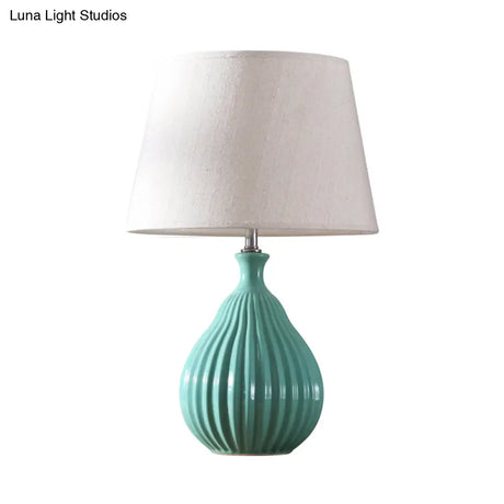 Minimalist White/Green Teardrop Night Light With Cone Fabric Shade