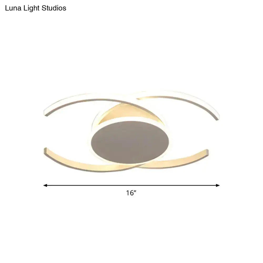 Minimalist White Led Acrylic Ceiling Lamp - Dual C Shaped Semi Flush 16’/19.5’/23.5’ Wide