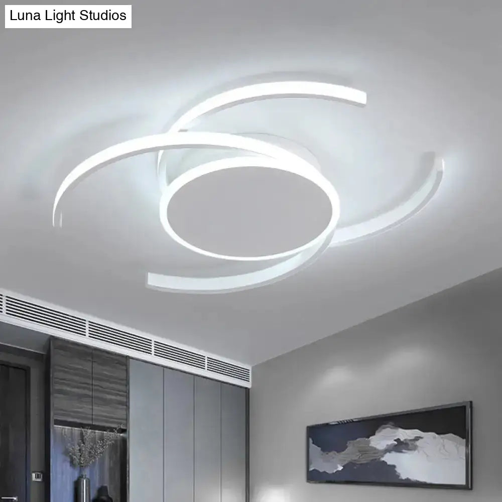 Minimalist White Led Acrylic Ceiling Lamp - Dual C Shaped Semi Flush 16’/19.5’/23.5’ Wide
