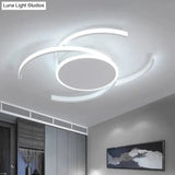Minimalist White Led Acrylic Ceiling Lamp - Dual C Shaped Semi Flush 16’/19.5’/23.5’ Wide