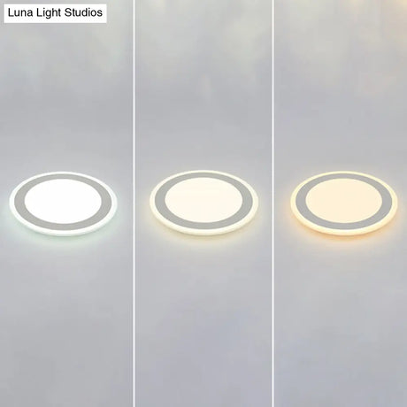 Minimalist White Led Acrylic Disk Flush-Mount Ceiling Light Fixture / 16.5 Third Gear