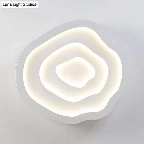 Minimalist White Led Flush Mount Lamp - 21’/25’ Wide Tree - Ring Ceiling Light With 3 Color Options