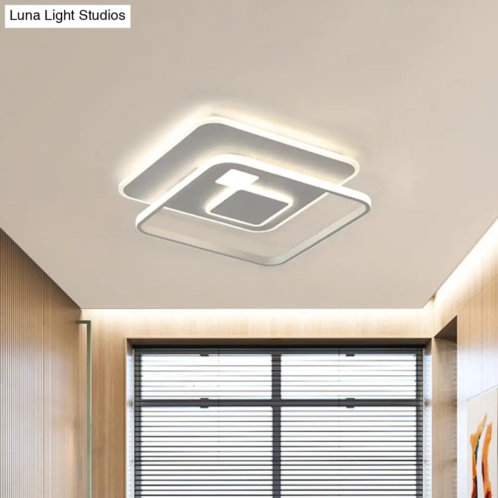 Minimalist White Rectangle Led Acrylic Ceiling Light - Warm/White Flush Mount Fixture / Warm