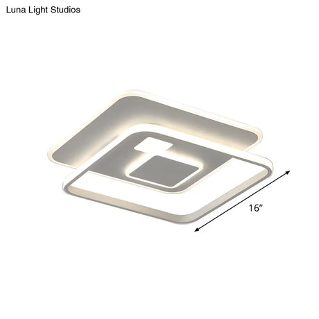 Minimalist White Rectangle Led Acrylic Ceiling Light - Warm/White Flush Mount Fixture