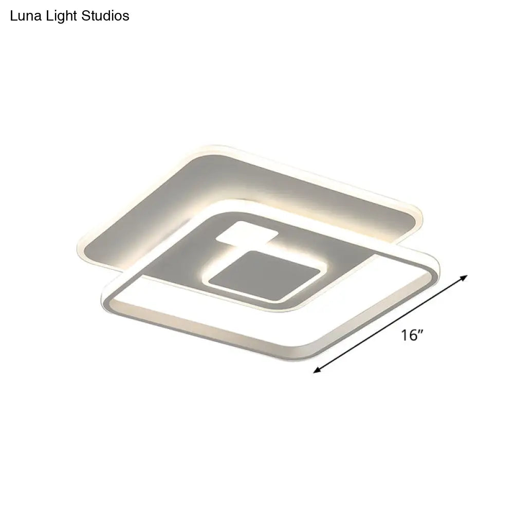 Minimalist White Rectangle Led Acrylic Ceiling Light - Warm/White Flush Mount Fixture