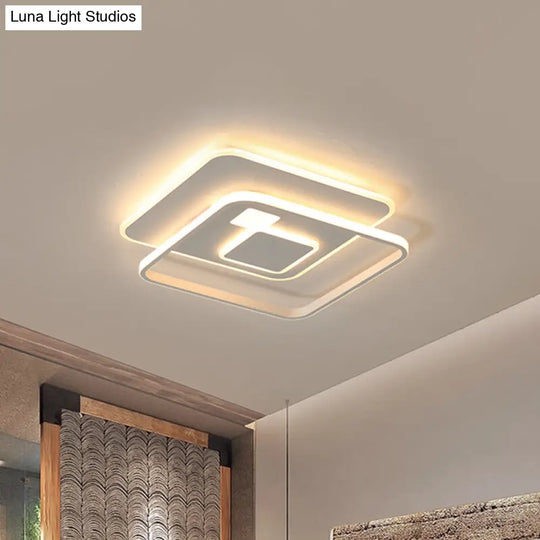 Minimalist White Rectangle Led Acrylic Ceiling Light - Warm/White Flush Mount Fixture