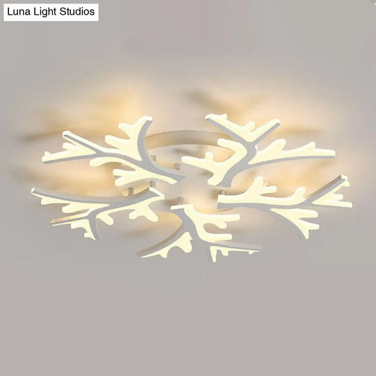 Minimalist White Snowflake Led Flush Mount Lighting For Living Room