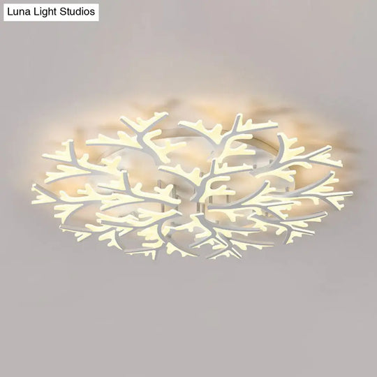 Minimalist White Snowflake Led Flush Mount Lighting For Living Room