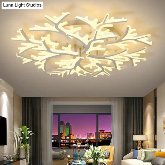 Minimalist White Snowflake Led Flush Mount Lighting For Living Room