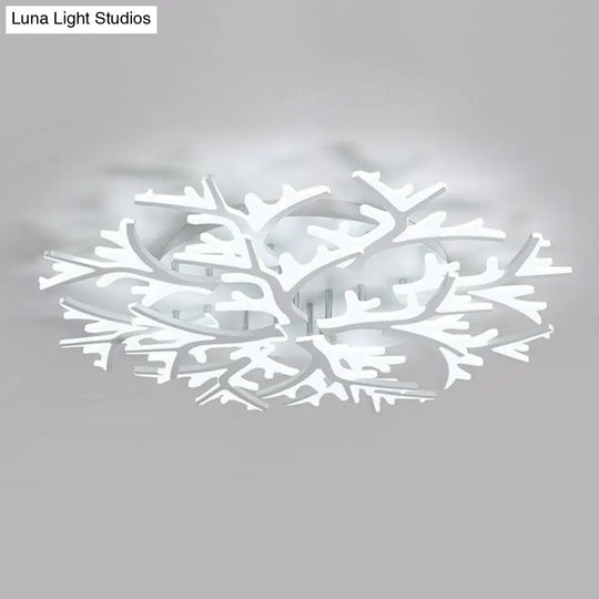 Minimalist White Snowflake Led Flush Mount Lighting For Living Room 12 /
