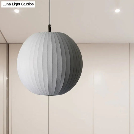 Minimalist White Fabric Pendant Light For Dining Room - Available In 12/16 Width / 12