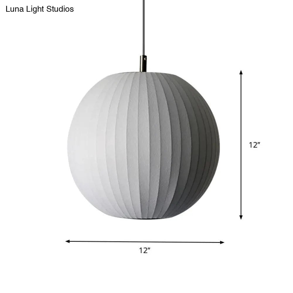 Minimalist White Fabric Pendant Light For Dining Room - Available In 12/16 Width